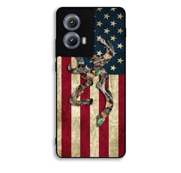 Browning Deer Real Tree Camo USA Flag Motorola Moto Edge 2024 Case OV1380