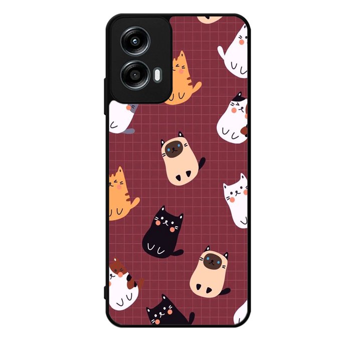 Cat Pattern Wallpaper Motorola Moto G Play 2024 Case OV1436