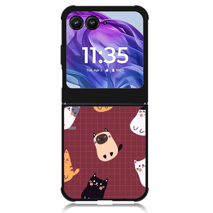Cat Pattern Wallpaper Motorola Moto Razr Plus 2024 , Moto Razr+ 2024 Case OV1436