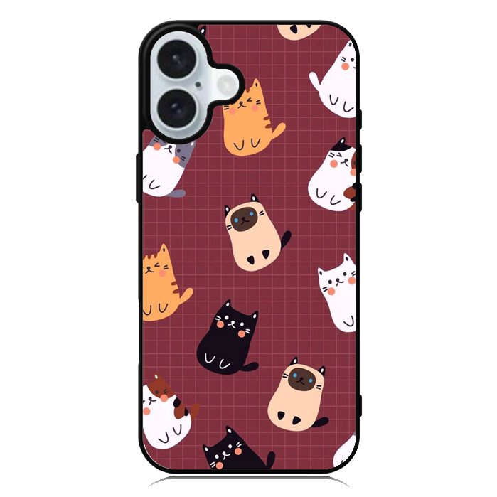 Cat Pattern Wallpaper iPhone 16 Case QC1436