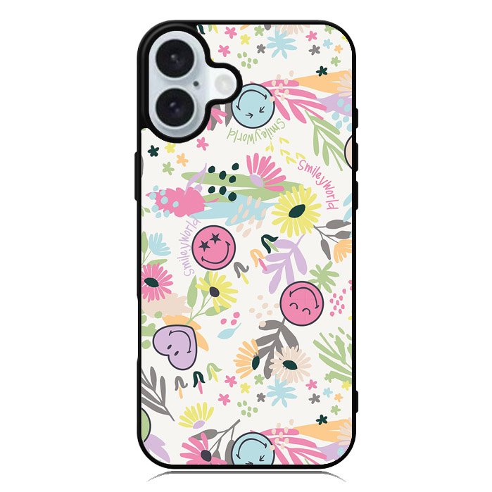 Smiley World Pattern iPhone 16 Plus Case QC9048