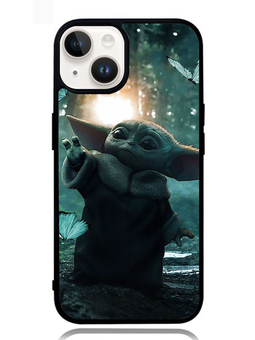 Baby Yoda In The Forest Love Butterfly iPhone 14 Case