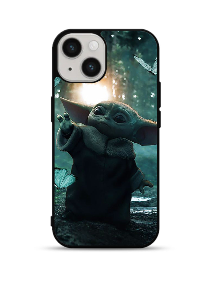 Baby Yoda In The Forest Love Butterfly iPhone 15 Plus Case