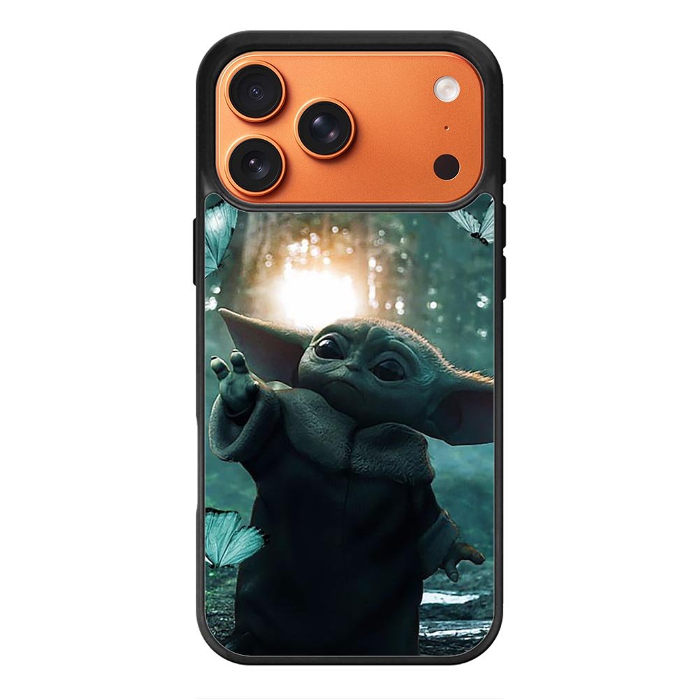 Baby Yoda In The Forest Love Butterfly iPhone 17 Pro Case