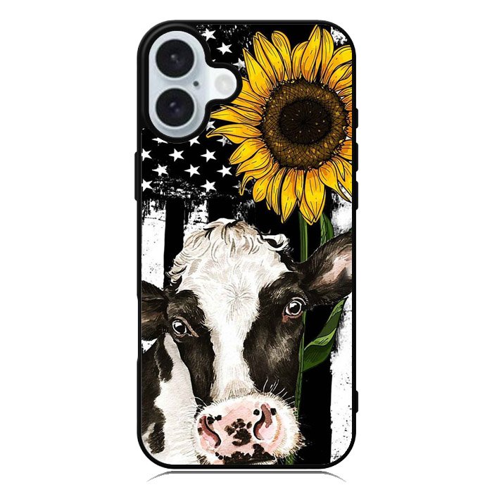 Cow Sunflower iPhone 16 Case QC10919
