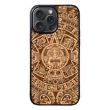 Stylized Aztec Calendar Wood FLN0005 iPhone 15 Pro Max Case