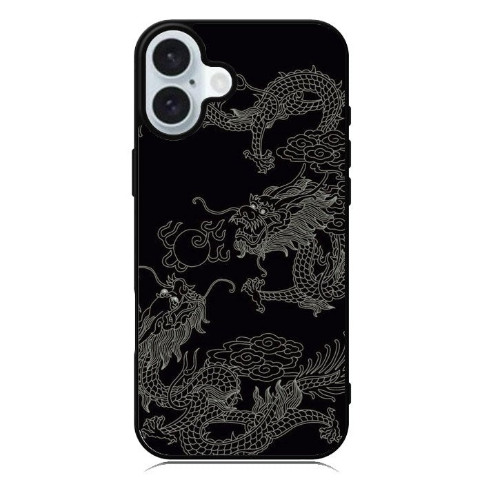 Dragon black and white iPhone 16 Plus Case QC11078