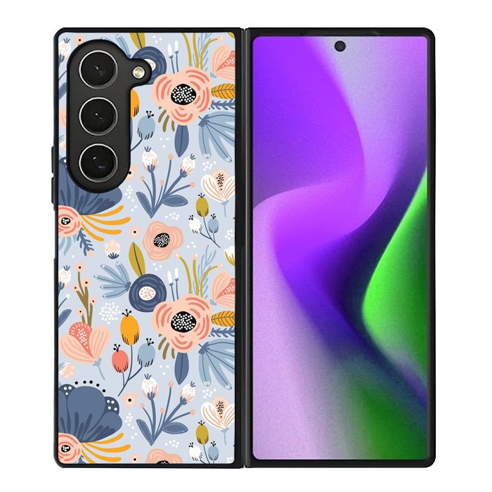 Flower blue Samsung Galaxy Z Fold 6 5G 2024 Case OV10570