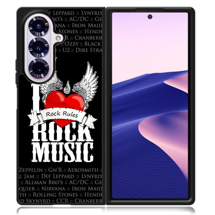 i love rock music Samsung Galaxy Z Fold 7 Case OV1558
