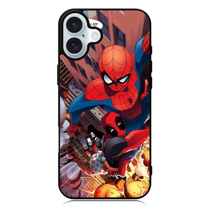 Spiderman and Deadpool funny iPhone 16 Plus Case QC1644