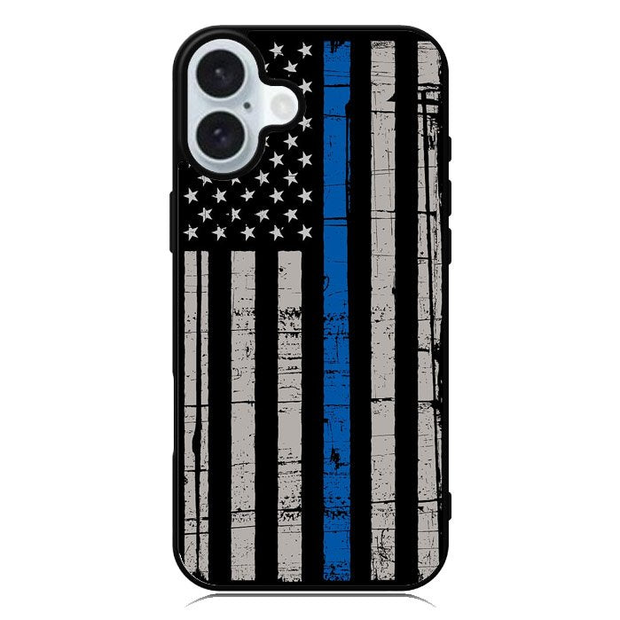 Blue Line Flag iPhone 16 Case QC7287