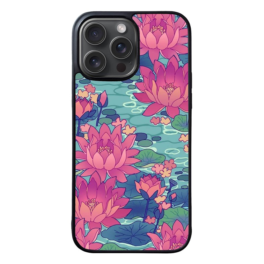 Pink Blue Flower FORL0096 iPhone 15 Pro Max Case