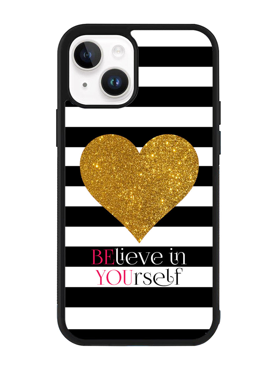 Stripes gold heart iPhone 14 Plus Case QC2313