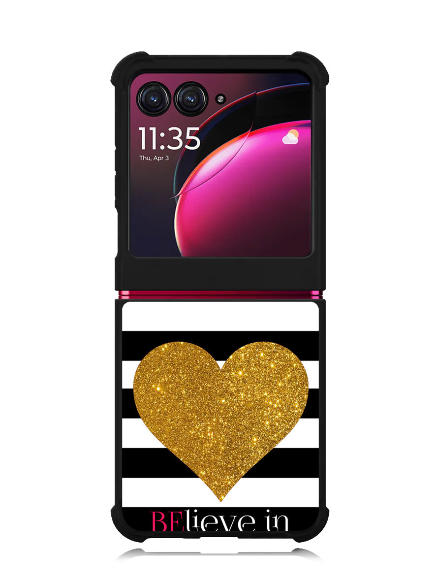 Stripes gold heart Motorola Moto Razr Plus 2023 , Moto Razr+ 2023 Case OV2313