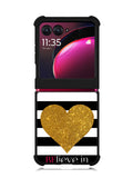 Stripes gold heart Motorola Moto Razr Plus 2023 , Moto Razr+ 2023 Case OV2313
