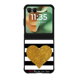 Stripes gold heart Motorola Moto RAZR 2025 Case OV2313