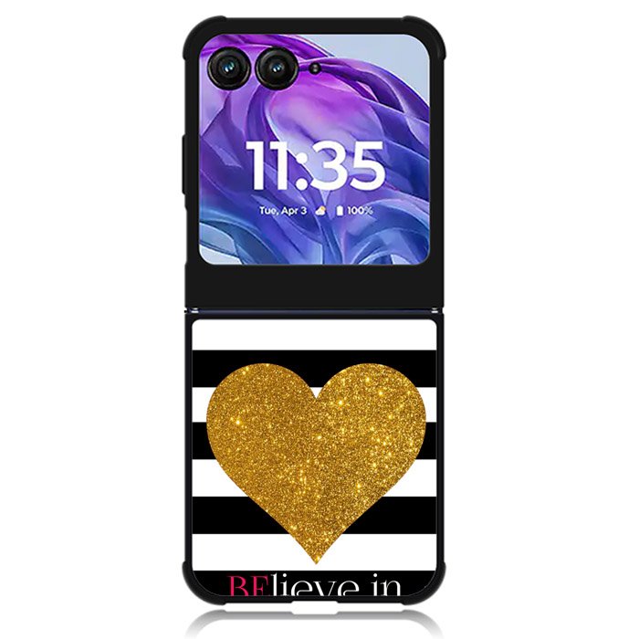 Stripes gold heart Motorola Moto Razr Plus 2024 , Moto Razr+ 2024 Case OV2313