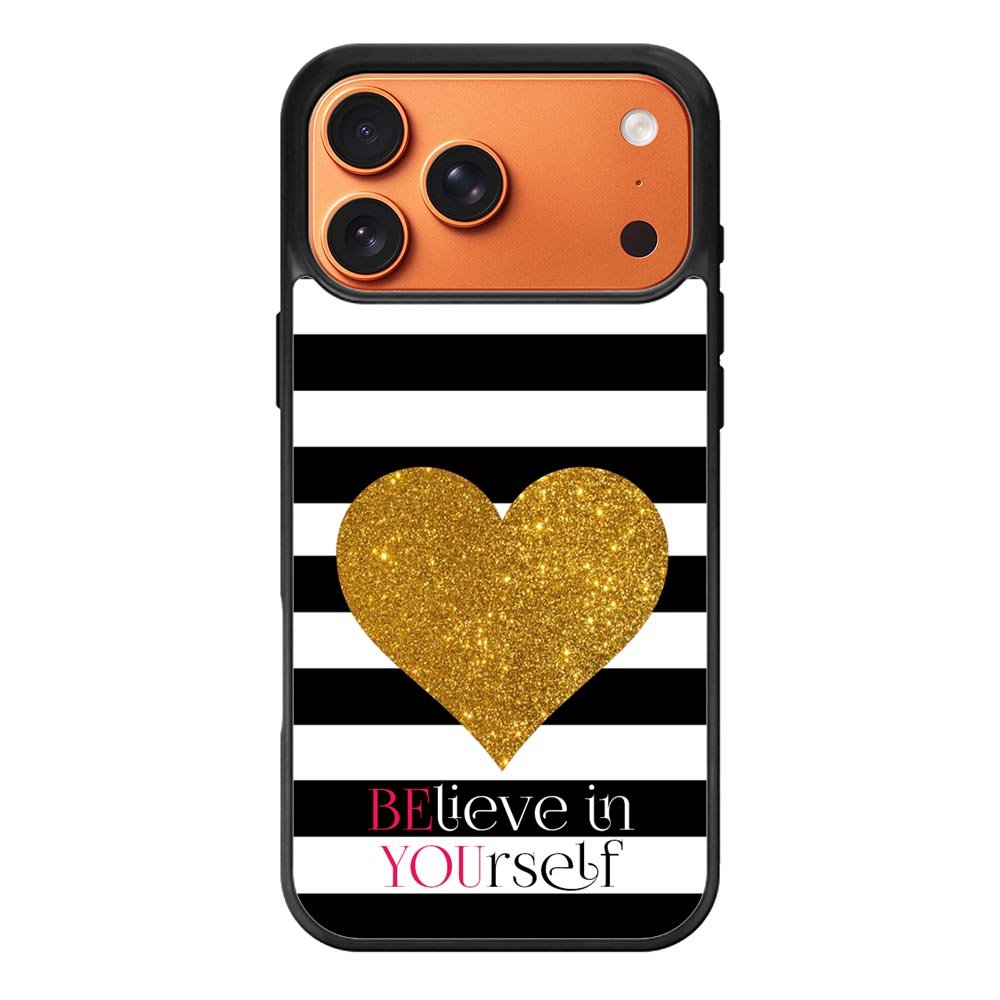 Stripes gold heart iPhone 17 Pro Max Case OV2313