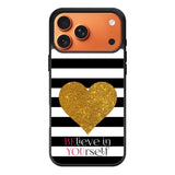 Stripes gold heart iPhone 17 Pro Max Case OV2313