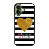 Stripes gold heart iPhone 17 Case OV2313