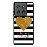 Stripes gold heart Motorola Moto Edge 2025 Case OV2313