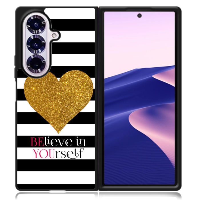 Stripes gold heart Samsung Galaxy Z Fold 7 Case OV2313