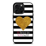 Stripes gold heart iPhone 16 Pro Case OV2313