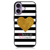Stripes gold heart iPhone 17 Case OV2313