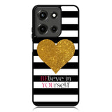 Stripes gold heart Motorola Moto G 5G 2025 Case OV2313