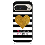 Stripes gold heart Google Pixel 10 | Google Pixel 10 Pro Case RC2313