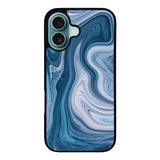 White texture with wave blue RH0205 iPhone 16 Case Cover