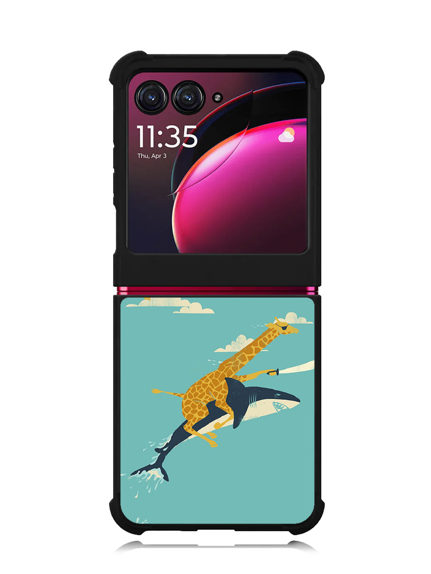 Black Friday offer Giraffe Riding Shark Motorola Moto Razr Plus 2023 , Moto Razr+ 2023 Case
