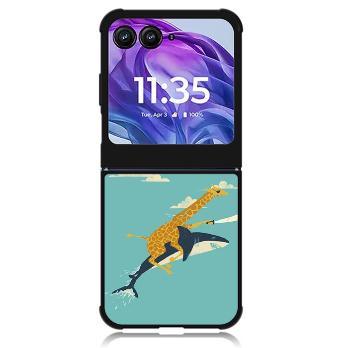 Black Friday offer Giraffe Riding Shark Motorola Moto Razr Plus 2024 , Moto Razr+ 2024 Case