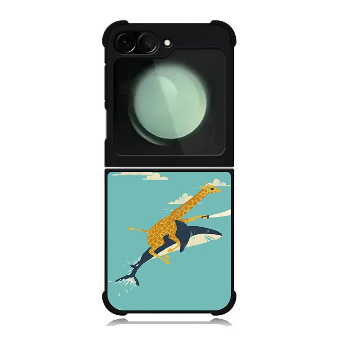 Black Friday offer Giraffe Riding Shark Samsung Galaxy Z Flip 6 Case