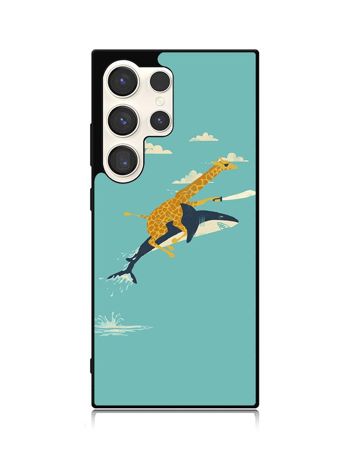 Black Friday offer Giraffe Riding Shark Samsung Galaxy S25 Ultra 5G Case
