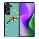 Black Friday offer Giraffe Riding Shark Samsung Galaxy Z Fold 6 Case