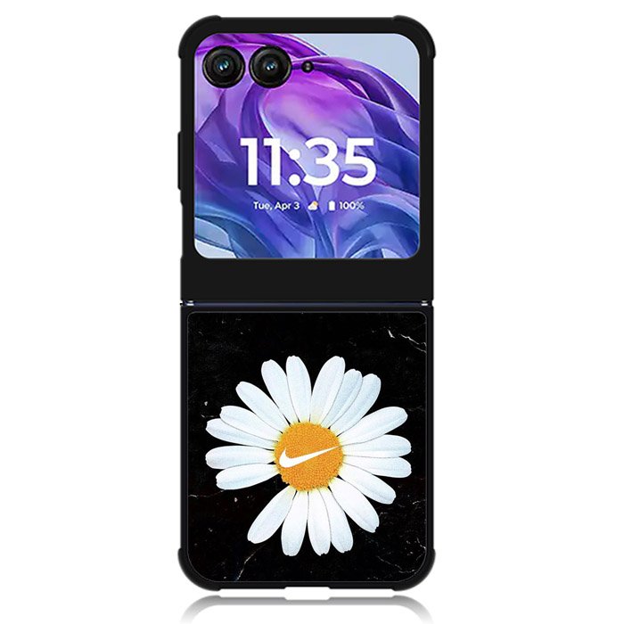 Black Marble Daisy Motorola Moto Razr Plus 2024 , Moto Razr+ 2024 Case OV10653
