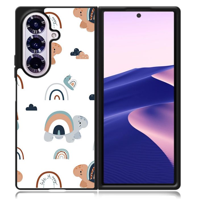 Turtle Rainbow Pattern Samsung Galaxy Z Fold 7 Case OV10242
