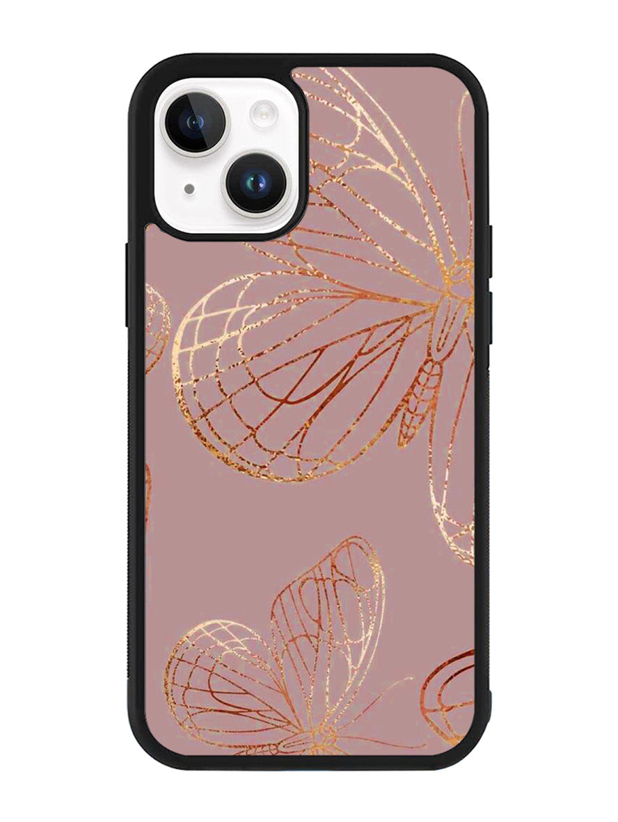 Butterfly Rose Gold iPhone 14 Plus Case QC10341