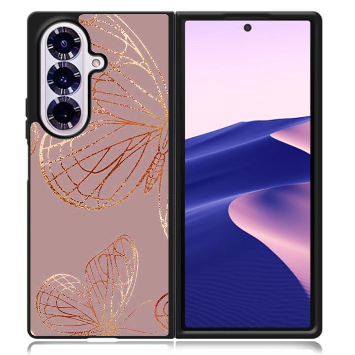 Butterfly Rose Gold Samsung Galaxy Z Fold 7 Case OV10341
