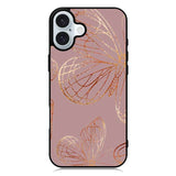 Butterfly Rose Gold iPhone 16 Case QC10341