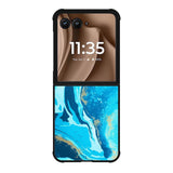 Marble Pattern Blue Motorola Moto RAZR Plus 2025 Case OV3394