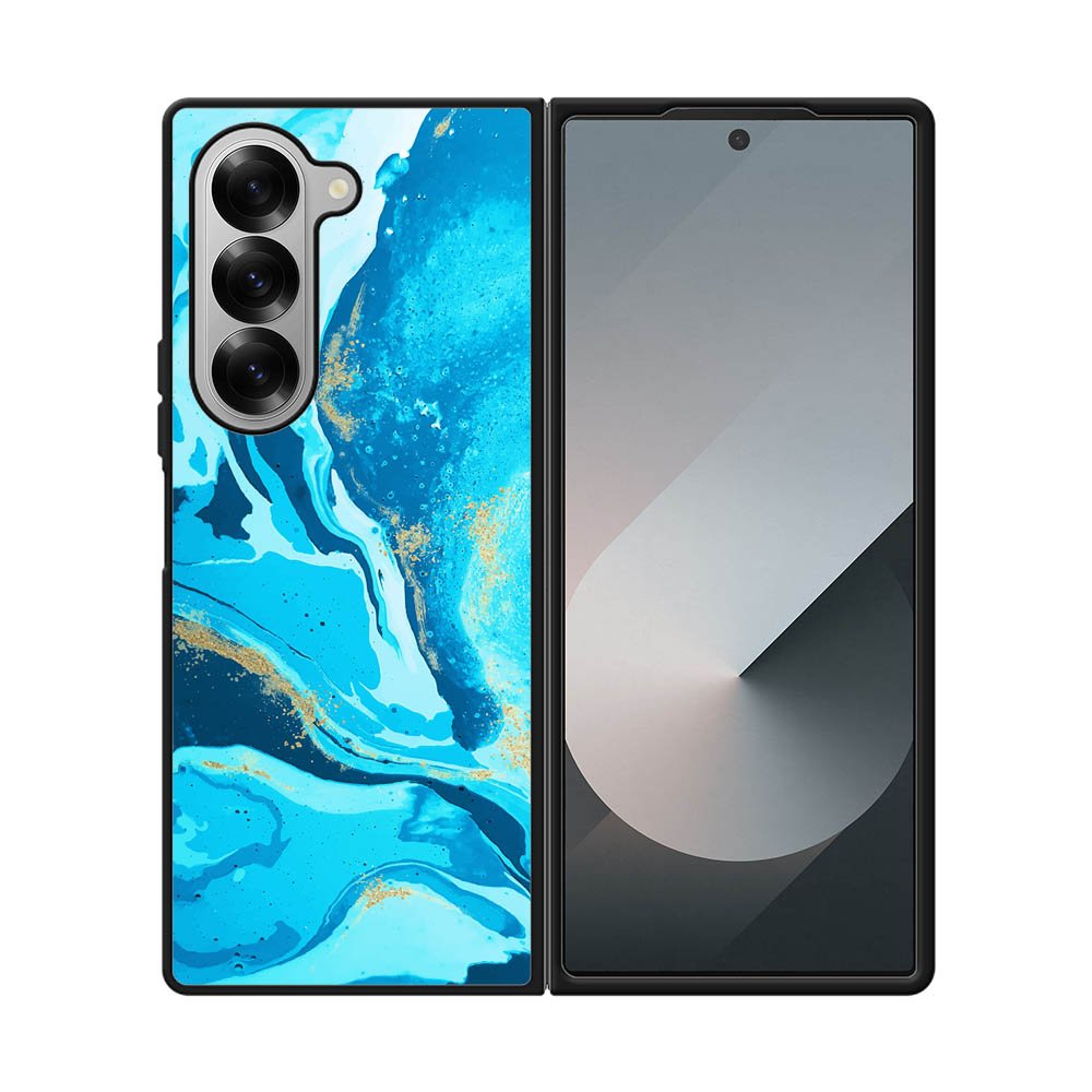 Marble Pattern Blue Samsung Galaxy Z Fold 7 5G Case QC3394