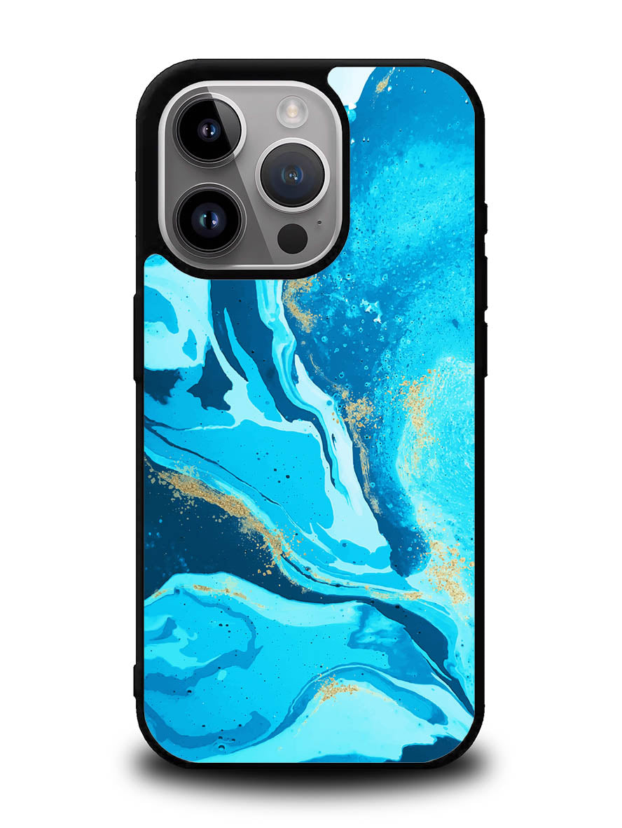 Marble Pattern Blue iPhone 16 Pro Case OV3394