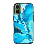 Marble Pattern Blue iPhone 17 Case QC3394