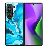 Marble Pattern Blue Samsung Galaxy Z Fold 6 5G 2024 Case OV3394