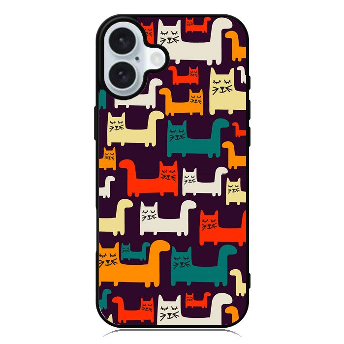 Cat Pattern iPhone 16 Case QC6243