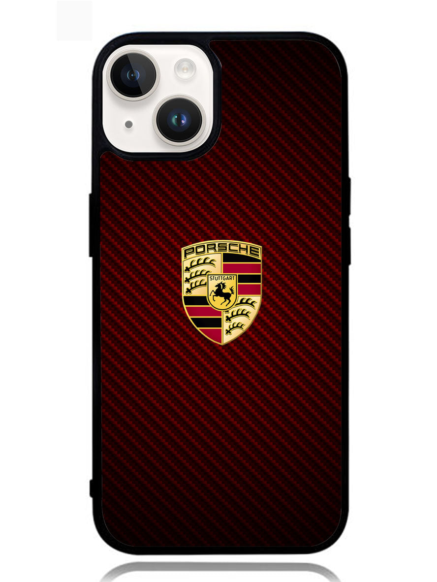 Porsche Logo Carbon Red iPhone 14 Case OV2845