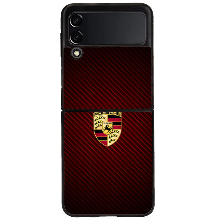 Porsche Logo Carbon Red Samsung Galaxy Z Flip 4 5G 2022 Case
