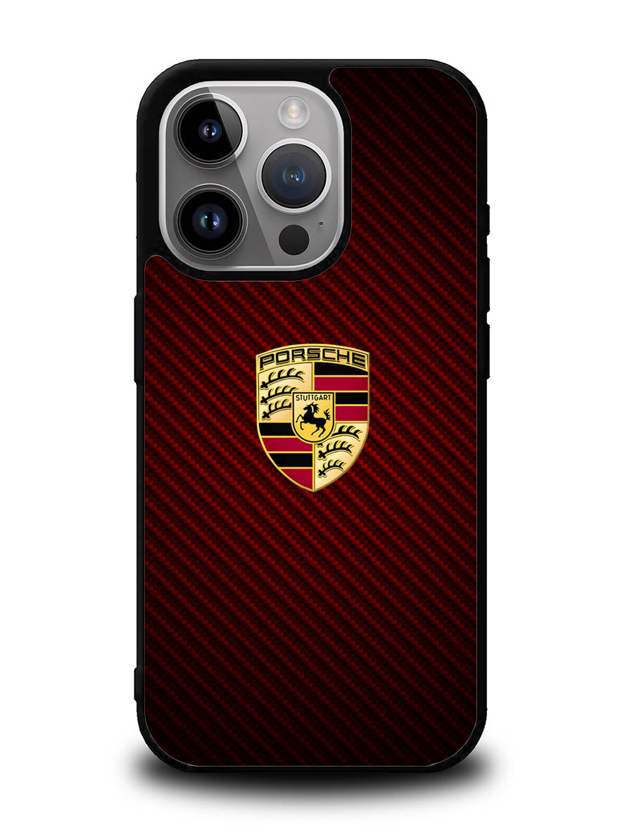 Porsche Logo Carbon Red iPhone 15 Pro Case